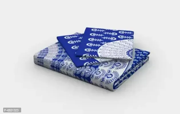 Elegant  Cotton Printed Double Bedsheet With Pillow Covers-thumb3