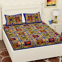 Elegant  Cotton Printed Double Bedsheet With Pillow Covers-thumb4