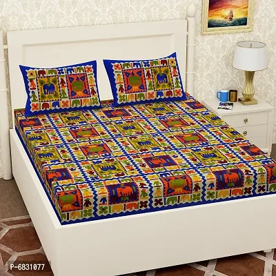 Elegant  Cotton Printed Double Bedsheet With Pillow Covers-thumb5