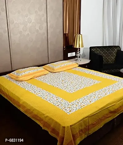 Elegant  Cotton Printed Double Bedsheet With Pillow Covers-thumb2