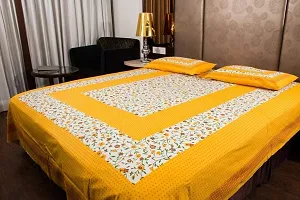 Elegant  Cotton Printed Double Bedsheet With Pillow Covers-thumb2