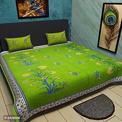 Elegant  Cotton Printed Double Bedsheet With Pillow Covers-thumb0