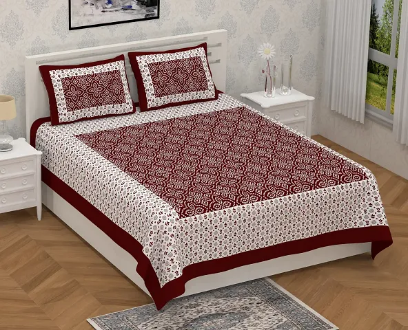 Ethnic Printed Cotton Queen Size Bedsheet