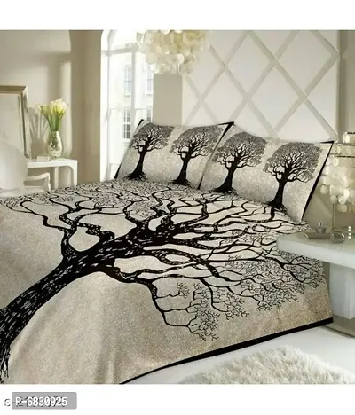 Elegant  Cotton Printed Double Bedsheet With Pillow Covers-thumb0