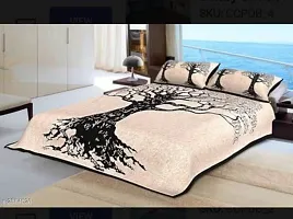 Elegant  Cotton Printed Double Bedsheet With Pillow Covers-thumb1