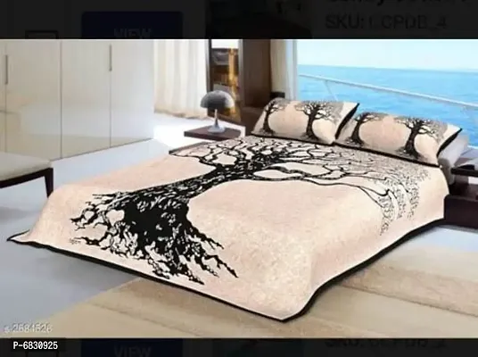 Elegant  Cotton Printed Double Bedsheet With Pillow Covers-thumb2