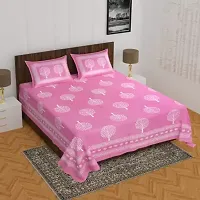 Elegant  Cotton Printed Double Bedsheet With Pillow Covers-thumb1