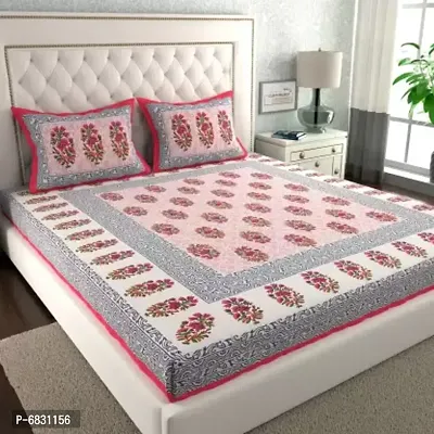 Elegant  Cotton Printed Double Bedsheet With Pillow Covers