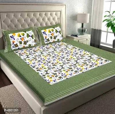 Elegant  Cotton Printed Double Bedsheet With Pillow Covers