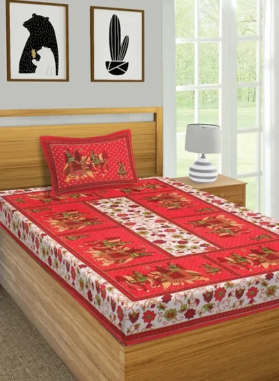 Quality Cotton Printed Double Bedsheet with Pillow Covers