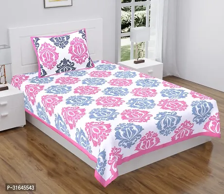 Sanganeri printed Cotton Single Bedsheet with 1 pillow cover