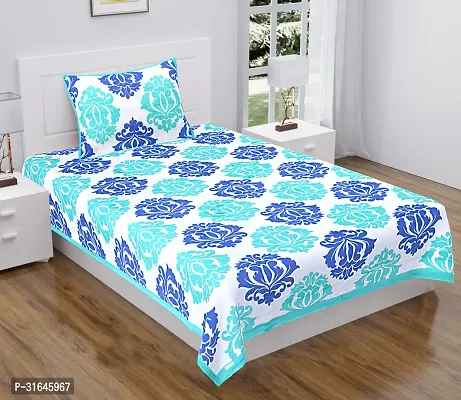 Sanganeri printed Cotton Single Bedsheet with 1 pillow cover-thumb0