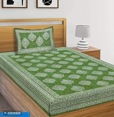 Latest Fancy Cotton Single Bedsheets With 1 Pillow Cover-thumb0