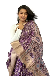 Stylish Purple Silk Blend Printed Saree with Blouse piece For Women-thumb4