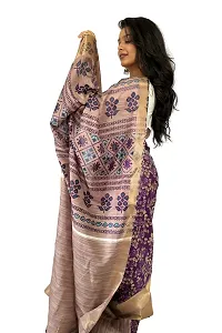 Stylish Purple Silk Blend Printed Saree with Blouse piece For Women-thumb3