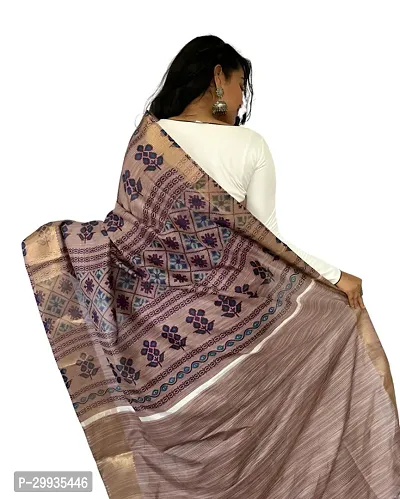 Stylish Purple Silk Blend Printed Saree with Blouse piece For Women-thumb3