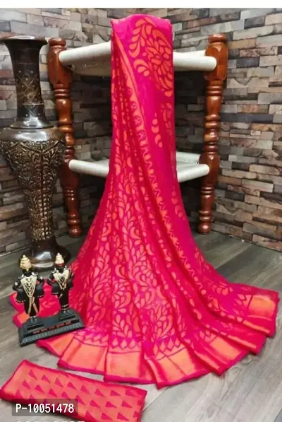 Classic  Brasso Printed Saree with Blouse piece-thumb0