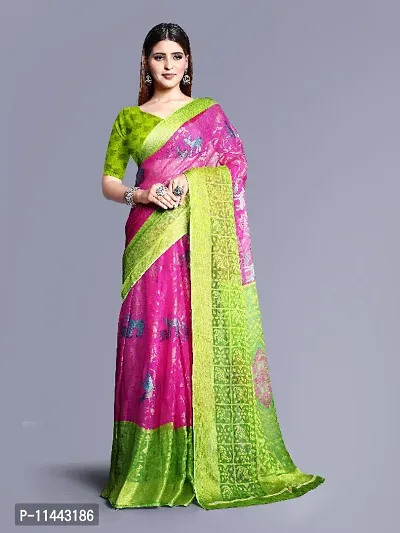 WOMANS PRINTED BRASSO SAREE WITH BLOUSE PIECE