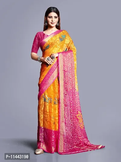 WOMANS PRINTED BRASSO SAREE WITH BLOUSE PIECE