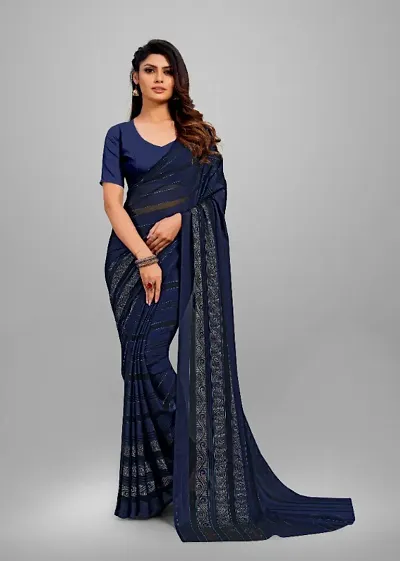 Attractive Silk Blend Saree without Blouse piece 