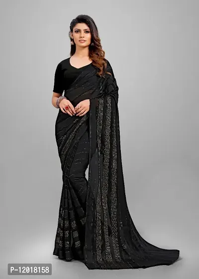 Classic Silk Blend Sequined Saree without Blouse piece