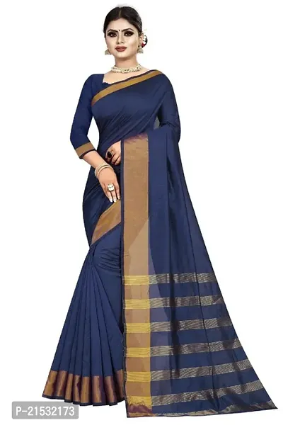 WOMANS PRINTED COTTON SAREE WITH BLOUSE PIECE