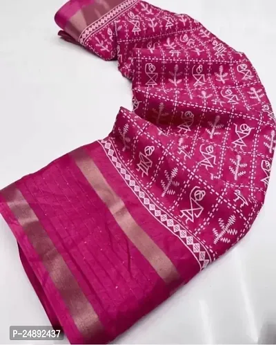 Classic Silk Blend Saree with Blouse piece For Women-thumb0