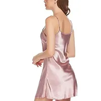 FOXBOOM Women's Silk and Satin Solid Knee Length Night Gown Slip-thumb2