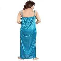 FOXBOOM Satin Silk Maxi Night Dress Night Suits Nighty for Women's 6 Pcs Set-thumb1