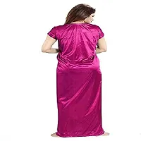 FOXBOOM Satin Silk Maxi Night Dress Night Suits Nighty for Women's 6 Pcs Set-thumb3