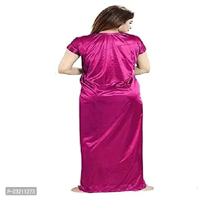 FOXBOOM Satin Silk Maxi Night Dress Night Suits Nighty for Women's 6 Pcs Set-thumb4