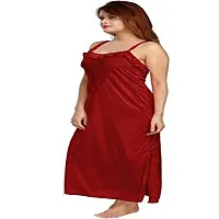 FOXBOOM Women's Satin Nightwear Sleepwear Plain/Solid Nightwear Set Pack of 2-thumb2