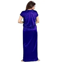 FOXBOOM Satin Silk Maxi Night Dress Night Suits Nighty for Women's 6 Pcs Set-thumb1