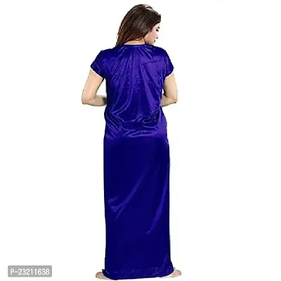 FOXBOOM Satin Silk Maxi Night Dress Night Suits Nighty for Women's 6 Pcs Set-thumb2