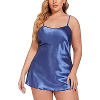 FOXBOOM Women's Silk and Satin Solid Knee Length Night Gown Slip-thumb1