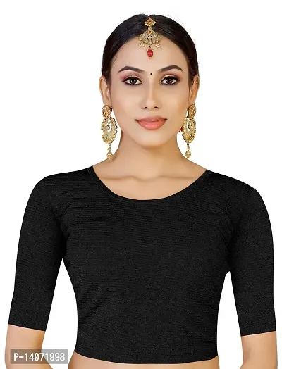 Trendy Lycra Black Solid Blouse For Women