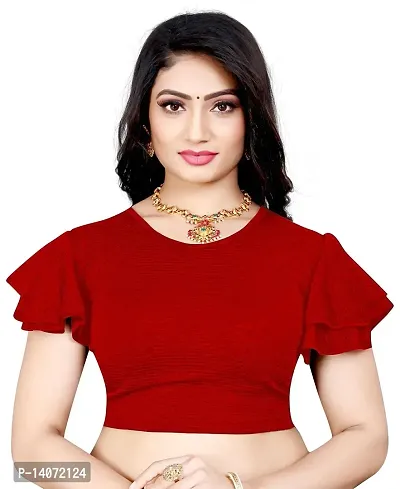 Trendy Lycra Red Solid Blouse For Women