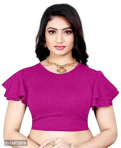 Trendy Lycra Rani Pink Solid Blouse For Women