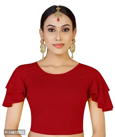 Trendy Lycra Red Solid Blouse For Women