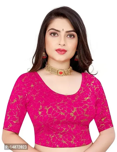 Trendy Lycra Rani Pink Printed Blouse For Women-thumb0