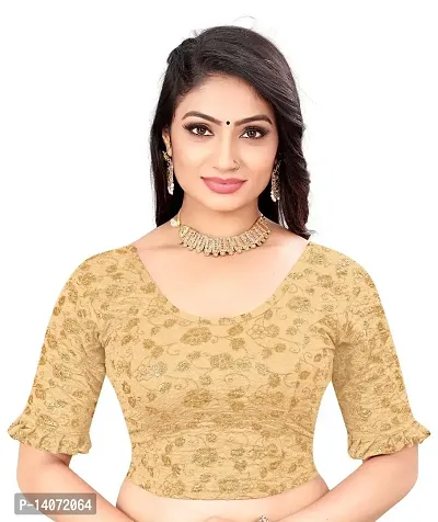 Trendy Lycra Beige Printed Blouse For Women