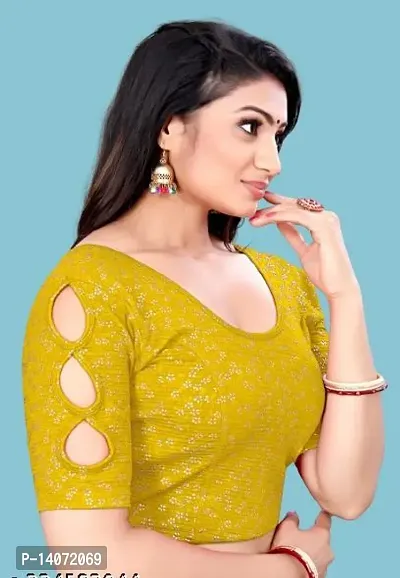 Trendy Lycra Mustard Solid Blouse For Women