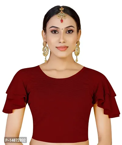 Trendy Lycra Maroon Solid Blouse For Women