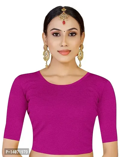 Trendy Lycra Rani Pink Solid Blouse For Women