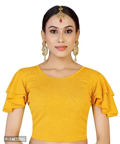 Trendy Lycra Mustard Solid Blouse For Women