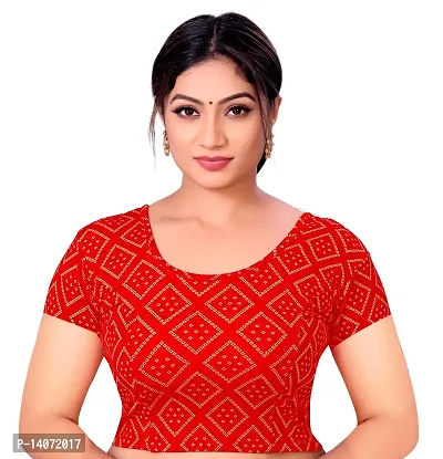 Trendy Lycra Red Bandhani Pint Blouse For Women