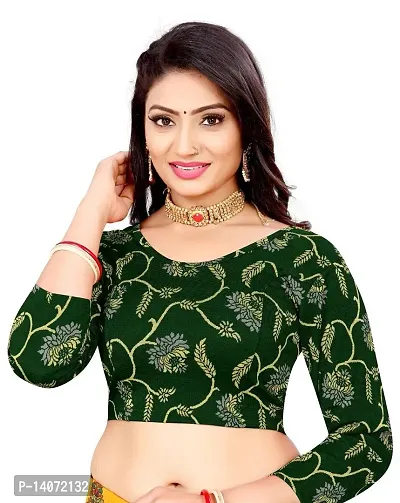 Trendy Lycra Green Printed Blouse For Women