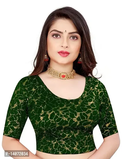 Trendy Lycra Green Printed Blouse For Women-thumb0