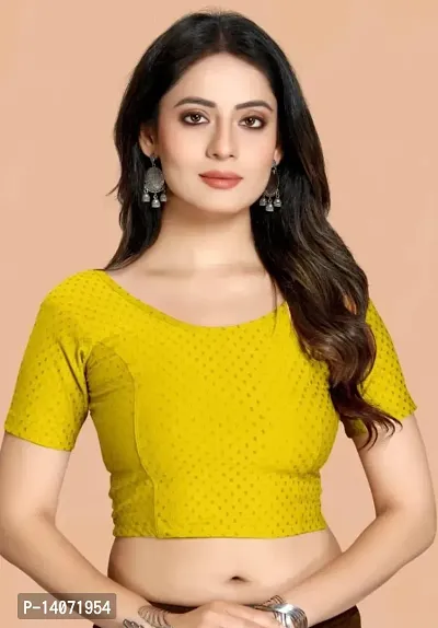 Trendy Lycra Yellow Printed Blouse For Women