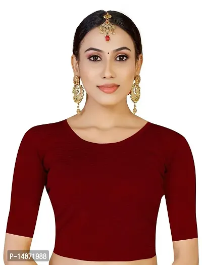 Trendy Lycra Maroon Solid Blouse For Women